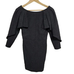 NWT BCBG MaxAzria Little Black Dress Puffy Scalloped Crepe Size 6